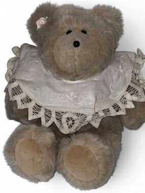 Vintage Deri Cartier Floral Teddy Bear Plush with Lace Collar RARE Collectible